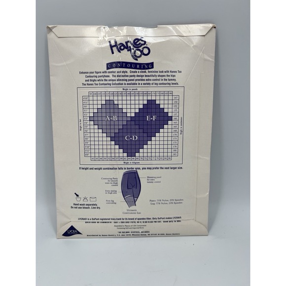 Hanes Too Contouring Pantyhose,‎ Barely Black, Size CD Vintage 1999 - Picture 2 of 3